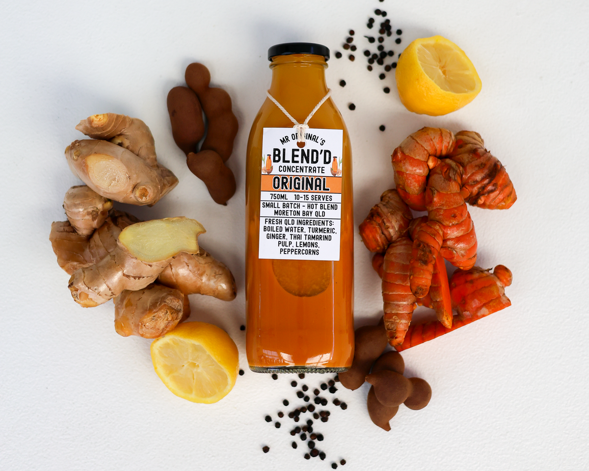 A bottle of Blend'd Original Turmeric Concentrate 